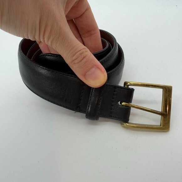 Rare Vintage Coach Made in Italy Black Leather Belt Solid Brass Sz 36